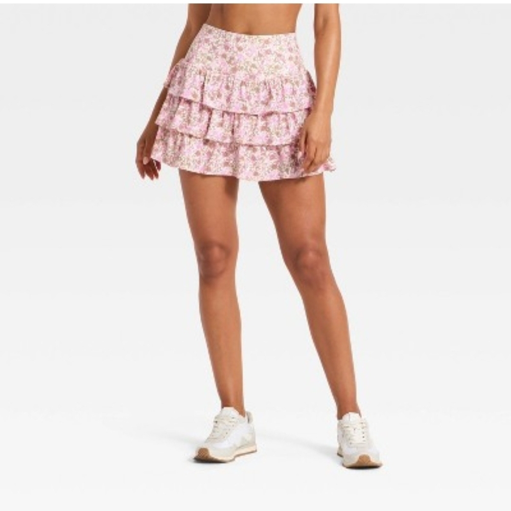 Women's Layered Ruffle Skort - JoyLab" Pink Floral